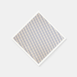 Guardanapo De Papel Azul Pastel Periwinkle e Padrão Xadrez Creme