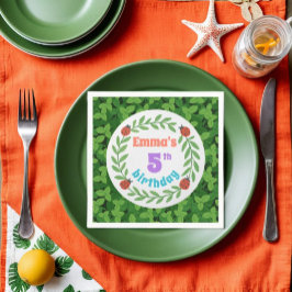 Guardanapo De Papel Azul personalizado bonito - 5 Folybug e Folha - An