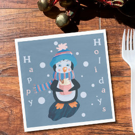 Guardanapo de papel azul pinguim desenho animado f