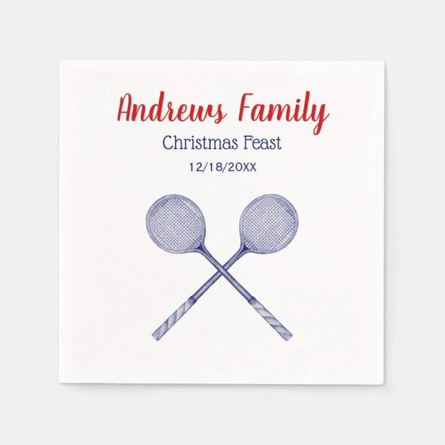Guardanapo De Papel Azul Raquetas Esmagadas Cruzadas (Frente)