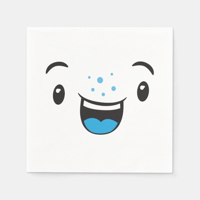 Guardanapo De Papel Azul sorrindo Kawaii Face Napkins (Frente)