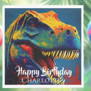 Guardanapo De Papel Azul T- Rex Birthday