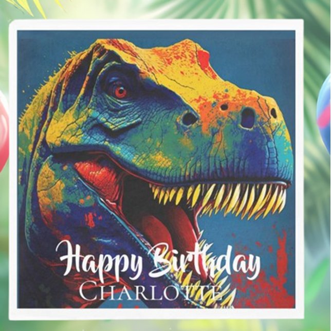 Guardanapo De Papel Azul T- Rex Birthday (Celebrate with style using our Blue T-Rex Birthday Napkins!)