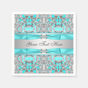 Guardanapo De Papel Azul Teal e Prata