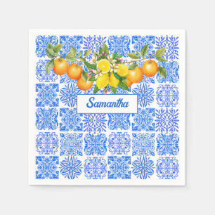 Guardanapo De Papel Azulejo-amarelo-siciliano