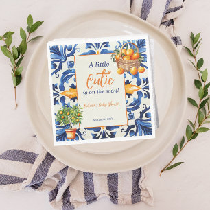 Guardanapo De Papel Azulejo Azul Italiano - Chá de fraldas Citrus Lara