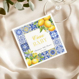 Guardanapo De Papel Azulejo azul italiano Citrus Lemon Chá de fraldas