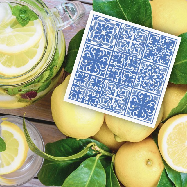 Guardanapo De Papel Azulejo Azul Mediterrâneo Casamento ou Chá de Noiv (Criador carregado)