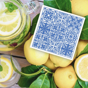 Guardanapo De Papel Azulejo Azul Mediterrâneo Noivado ou Chá de Noiva