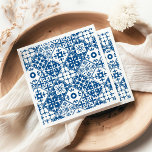 Guardanapo De Papel Azulejo Azul Santorini - Temático grego/ espanhol<br><div class="desc">Musical mediterrânico grego azul-tiled inspirado em dançante guardanapo de papel da Rainha chá de panela</div>
