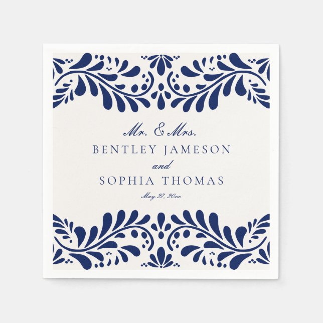 Guardanapo De Papel Azulejo Azul Talavera Estilo Espanhol Fiesta Casam (Frente)