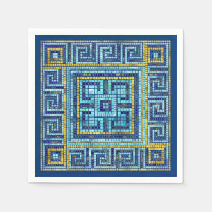 Guardanapo De Papel Azulejo de Mosaico Chave Grega Meander
