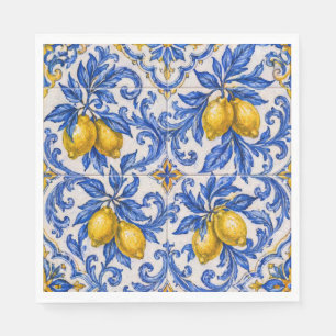 Guardanapo De Papel Azulejo de Telha de Limão Azul