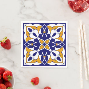 Guardanapo De Papel Azulejo marroquino Blue Yellow Vintage Bohemian Pa