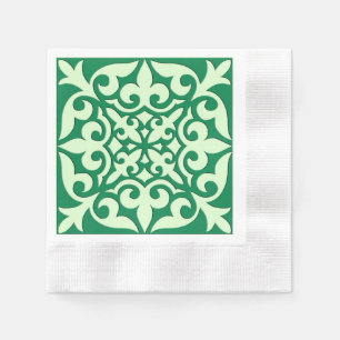 Guardanapo De Papel azulejo marroquino - esmeralda e verde-claro