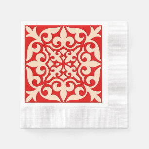 Guardanapo De Papel Azulejo marroquino - laranja coral e pêssego
