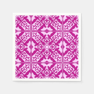 Guardanapo De Papel Azulejo marroquino - magenta e rosa