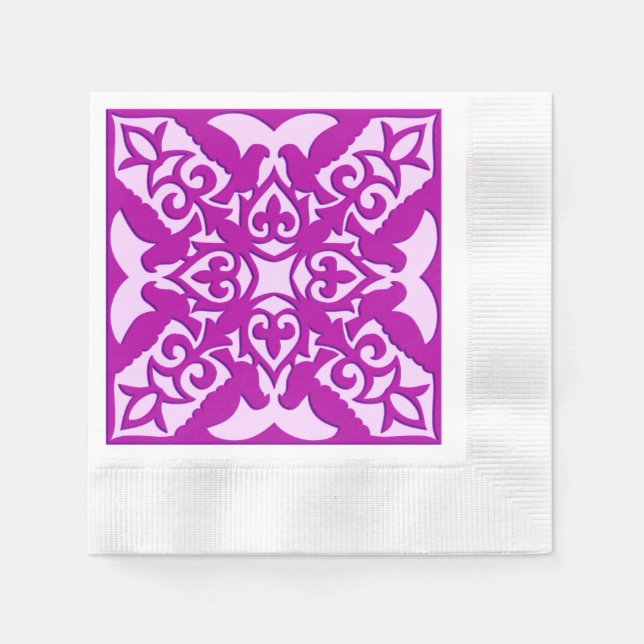 Guardanapo De Papel Azulejo marroquino - orquídea profunda e rosa (Frente)