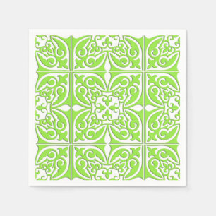 Guardanapo De Papel Azulejo marroquino - verde limão e branco