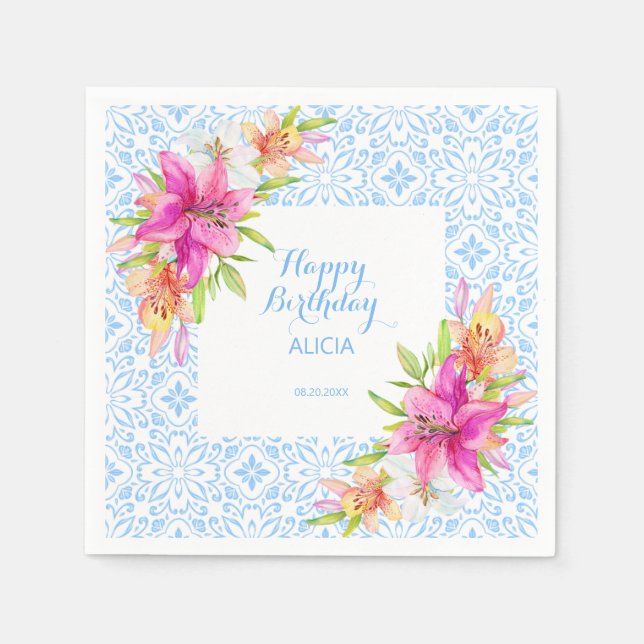 Guardanapo De Papel Azulejo Mosaico Lily Azulejo Azulejo Azulejo Anive (Frente)