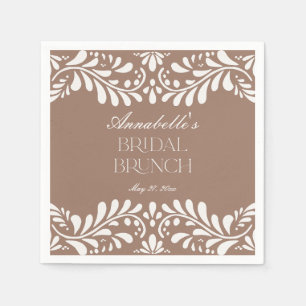 Guardanapo De Papel Azulejo Talavera Marrom Mocha Festa Brunch Nupcial