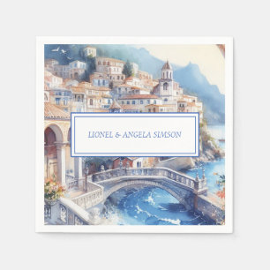 Guardanapo De Papel Azulejos Azuis Da Costa Do Amalfi Itália Foto Pers