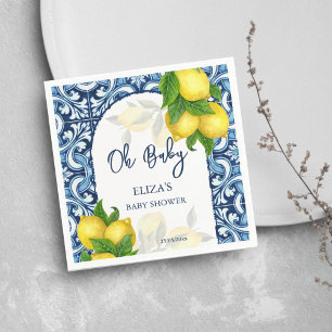 Guardanapo De Papel Azulejos azuis e chá de fraldas de limão Amalfi Po