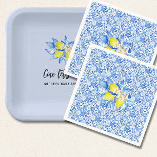 Guardanapo De Papel Azulejos Azuis Franceses, Tchau Bebê, Limões