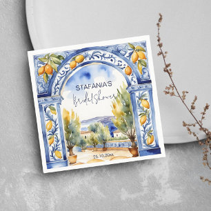 Guardanapo De Papel Azulejos azuis italianos arco limões chá de panela
