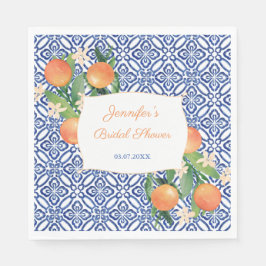 Guardanapo De Papel Azulejos Azuis Italianos Chá de panela De Laranjas