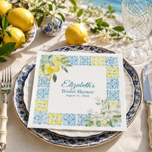 Guardanapo De Papel Azulejos Azuis Mediterrâneos e Chuveiro de Noiva d