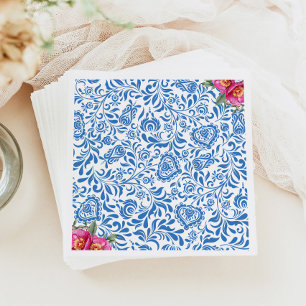 Guardanapo De Papel Azulejos cor-de-rosa Flor do Mediterrâneo