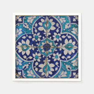 Guardanapo De Papel Azulejos Florais azuis Papel Napkins