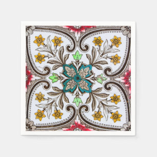 Guardanapo De Papel Azulejos Florais Peranakan