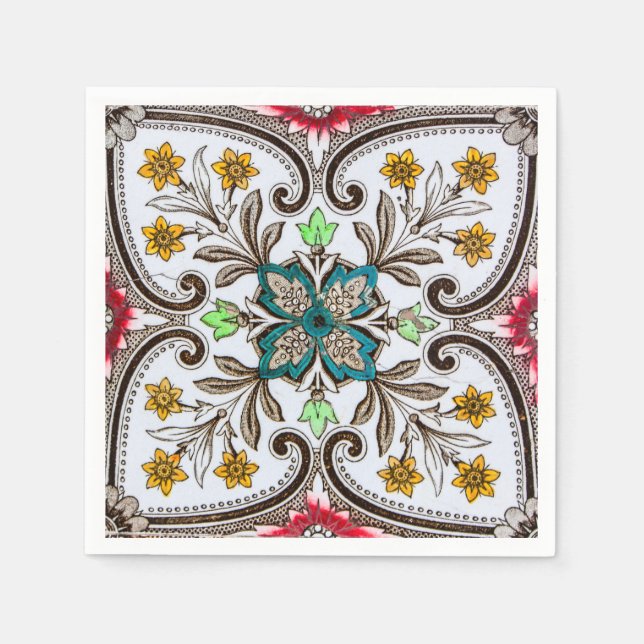 Guardanapo De Papel Azulejos Florais Peranakan (Frente)