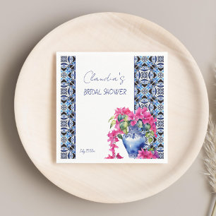 Guardanapo De Papel Azulejos Franceses Azuis Churrasco de Noiva Bougai