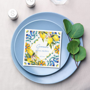 Guardanapo De Papel Azulejos Maiolica Mediterrâneos limões chá de noiv