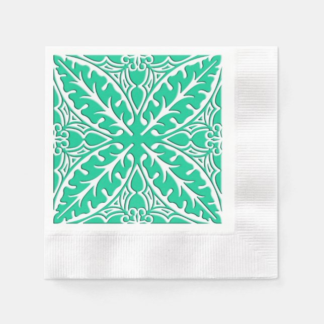 Guardanapo De Papel Azulejos marroquinos - turquesa e branco (Frente)