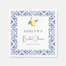 Guardanapo De Papel Azulejos mediterrânicos Chá de panela Lemon Napkin