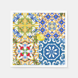 Guardanapo De Papel Azulejos mediterrânicos, majolica, estilo Sicilian