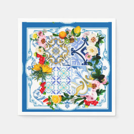Guardanapo De Papel Azulejos mediterrânicos, majolica, estilo Sicilian