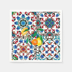 Guardanapo De Papel Azulejos mediterrânicos,mosaico,limão,arte de verã