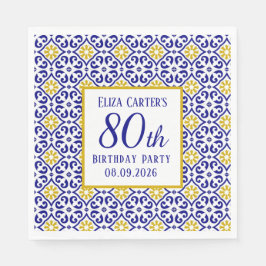 Guardanapo De Papel Azulejos Portugueses 80 Azul Aniversário Mediterrâ