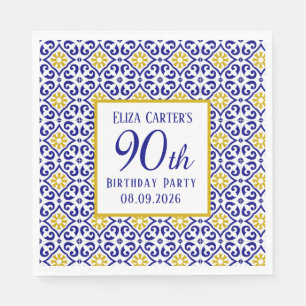 Guardanapo De Papel Azulejos Portugueses 90 Azul Aniversário Mediterrâ