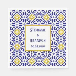 Guardanapo De Papel Azulejos Portugueses Casamento Azul Mediterrâneo