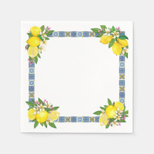 Guardanapo De Papel Azulejos Sicilianos do Mediterrâneo, limões de cit