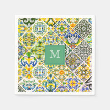 Azulejos verdes do Mediterrâneo Elegante