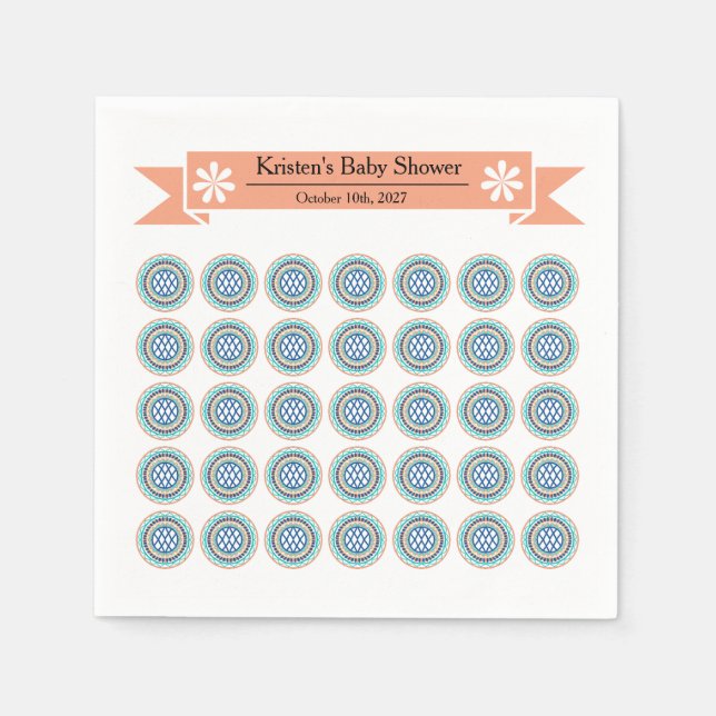 Guardanapo De Papel Azura Crest Baby Shower Paper Napkins with Designs (Frente)