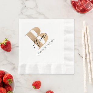 Guardanapo De Papel B e Nome Iniciais Monogramados Modernos Personaliz