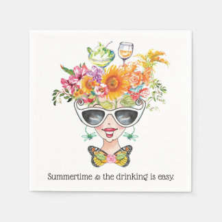 Guardanapo De Papel Babe Retro Cocktail de Verão Engraçado Napkin